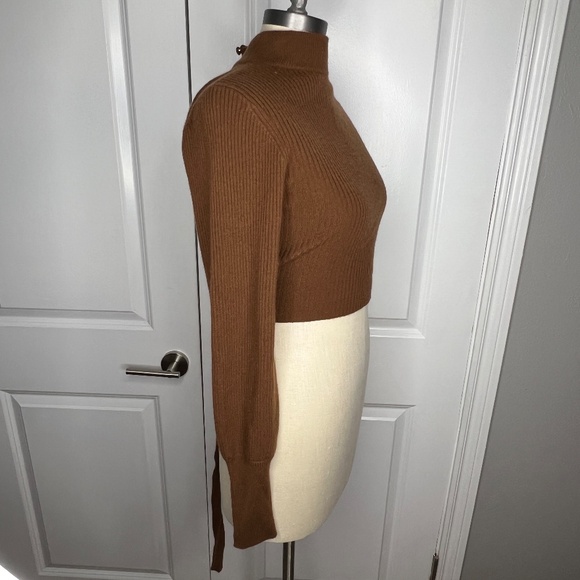 Reformation Cashmere Osteria Open Back Tie Sweater Cinnamon Brown Size Small - Picture 6 of 11